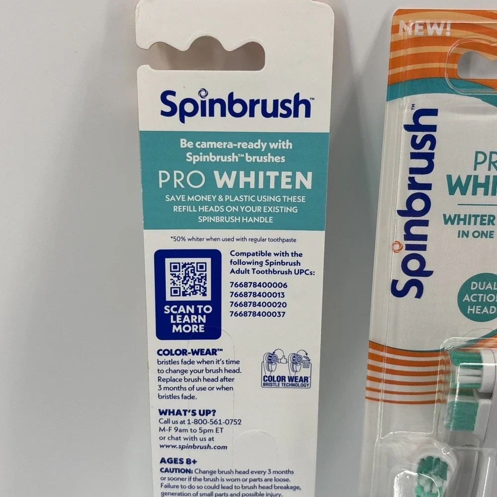 Spinbrush Pro Whiten Replacement Brush Heads, Soft Bristles, 2ct - LOT OF 2